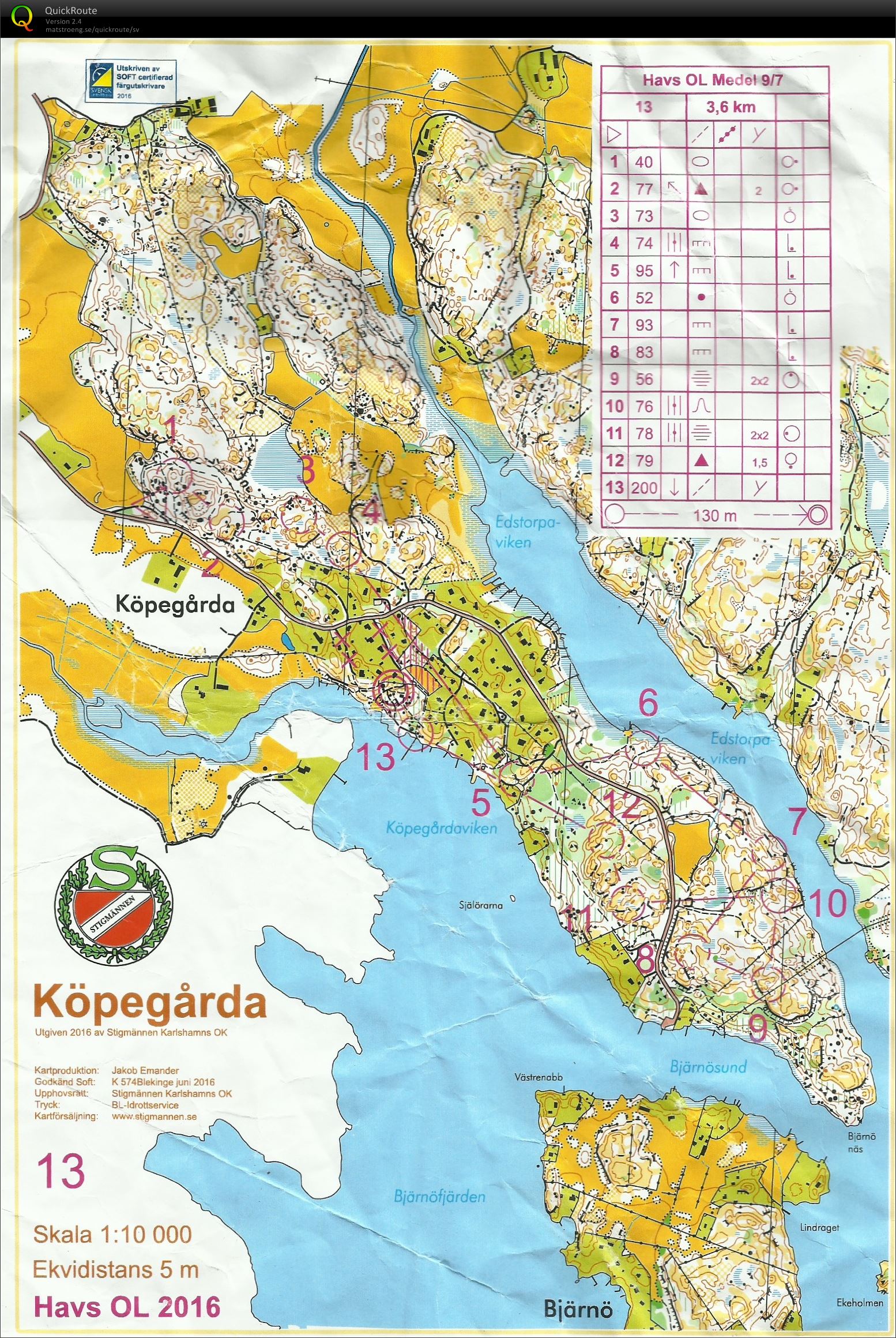 Havs-ol, dag 1,  medel (2016-07-09)